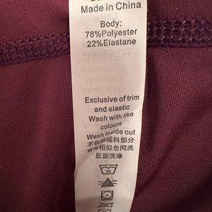 Maroon size 30 silky leggings